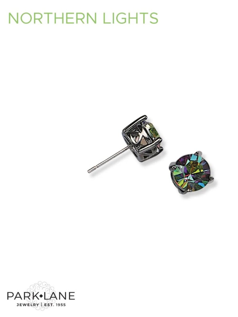 Park Lane Northern Lights Impression Earrings Green Purple 3ct Studs NWT